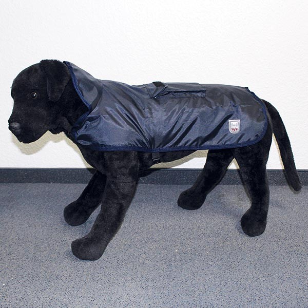 Hundemantel Eisbär | Regenmantel | Rain Coat Pocket Dunkelblau Rückenlänge ca. 95cm