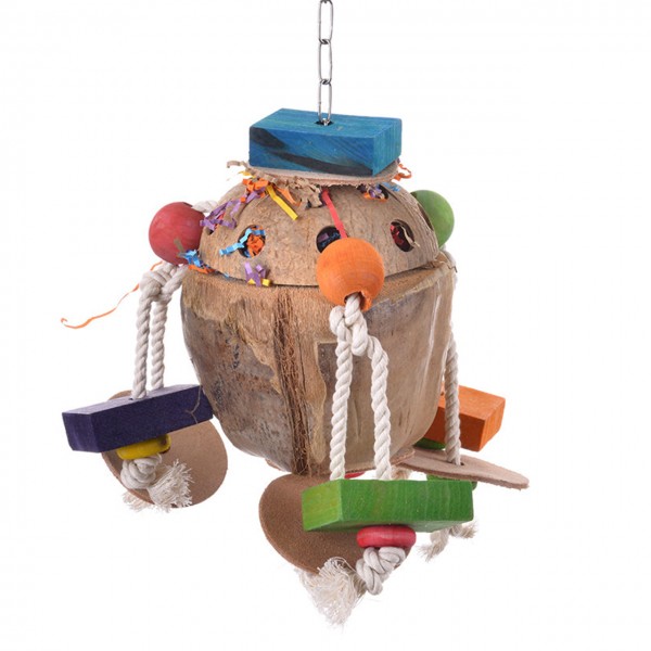Coconut Treatholder Fun II - das natürliche Foraging Spielzeug für Papageien