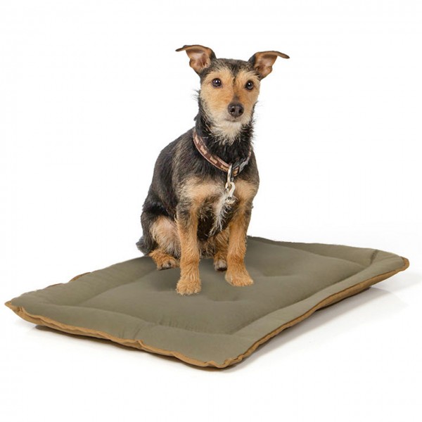 gepolsterte Wendedecke 60 x 45 cm,  braun olive - bei 95°C waschbar für Hunde