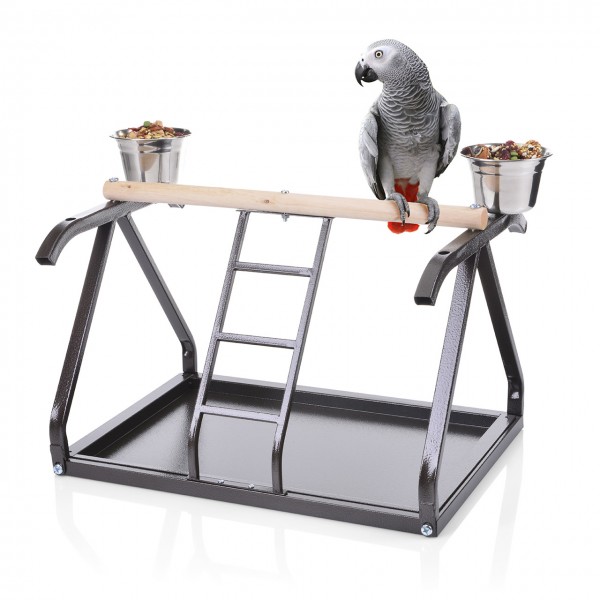 Tischfreisitz für Papageien - in der Wohntrendfarbe Choco