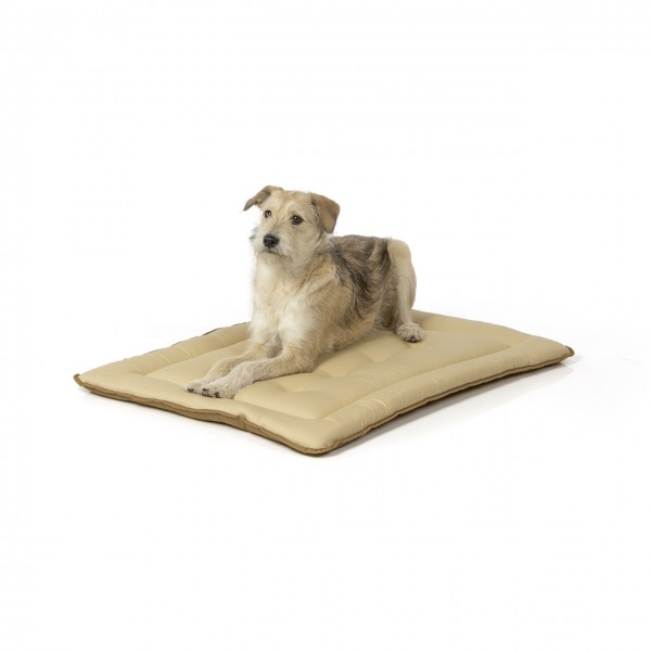 gepolsterte Hundematte 90 x 70 cm, beige/braun bei 95°C waschbar für Hunde
