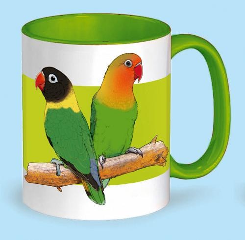 Tasse Pfirsich,-Schwarz- u. Rosenköpfchen