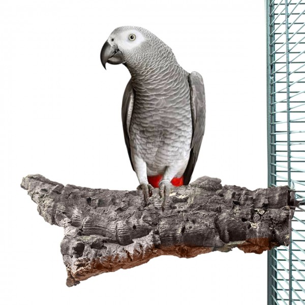 Kork-Sitzbrett XL Papageien ca. 25 x 15 cm mit Metallteilen aus Edelstahl