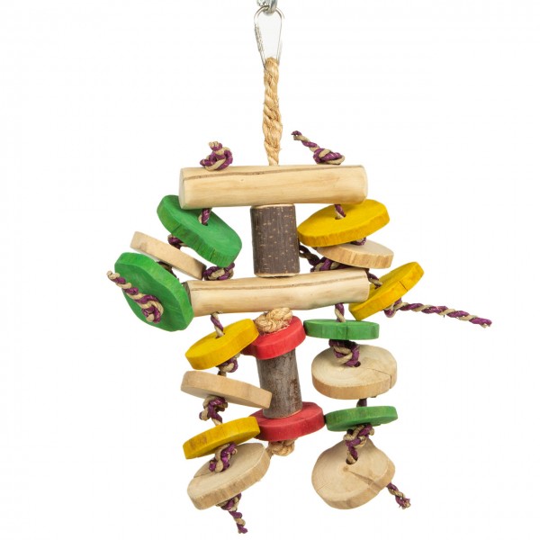 Java-Holz Vogelspielzeug | Play N Dance - Large | 36 x 15 x 15 cm | extra hartes Kaffeebaumholz