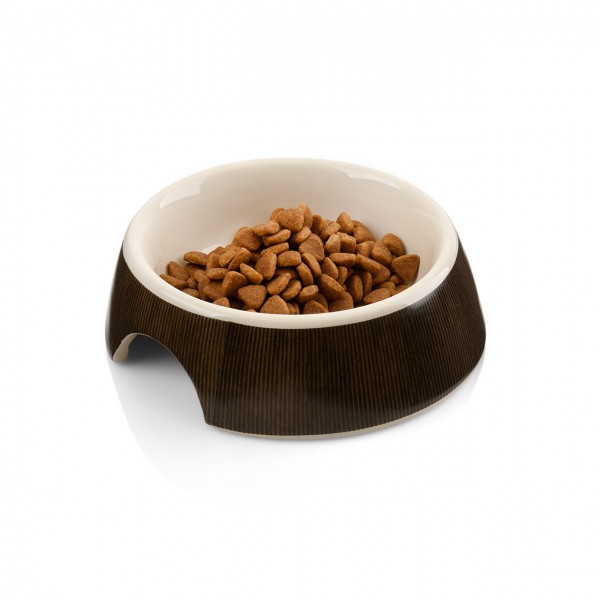 Keramik Fressnapf | für Katzen & kleine Hunde, Braun-Holzoptik | Ø16,5 cm