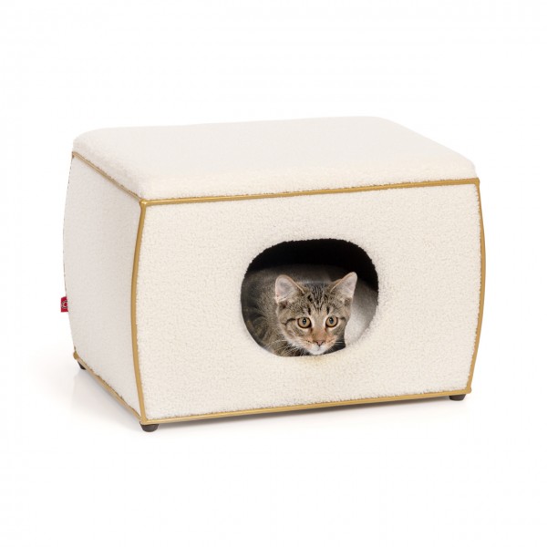 Katzenbett Nelson - Design- Katzenhöhle | TEDDY weiß-gold