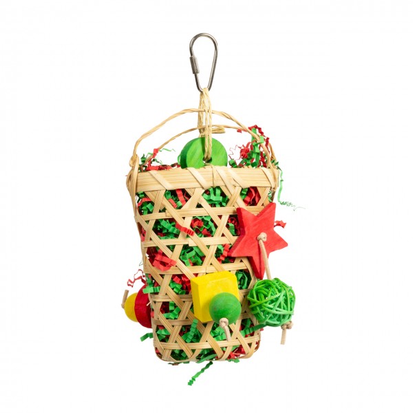 Bamboo Shred-Basket - Hängespielzeug für kleine Papageien und Sittiche | ca. 21 x 11 x 5 cm