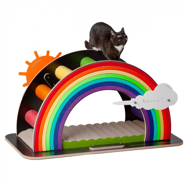 Design-Kratzmöbel Rainbow - bunt | Kletter-Bogen mit Kratzbrett | 105 x 45 x 55 cm