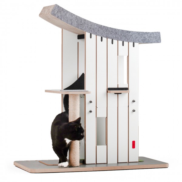 Design-Kratzmöbel Chalet Tatzenstein | Kratzbaum, Kletterturm | 75 x 38 x 85 cm