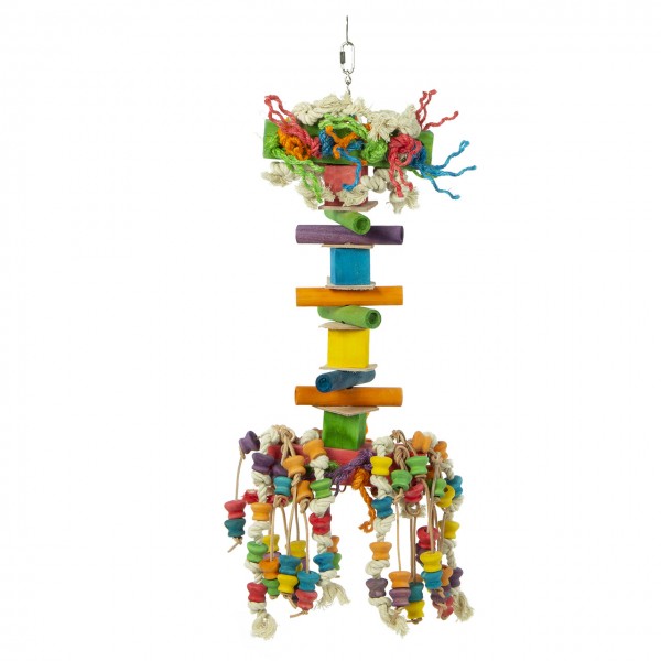 XXL Papageienspielzeug | Giant Squid | gigantisches Papageien Spielzeug für Aras, Kakadus & Graupapageien | Riesenkrake aus Holz ca. 22 x 22 x73 cm