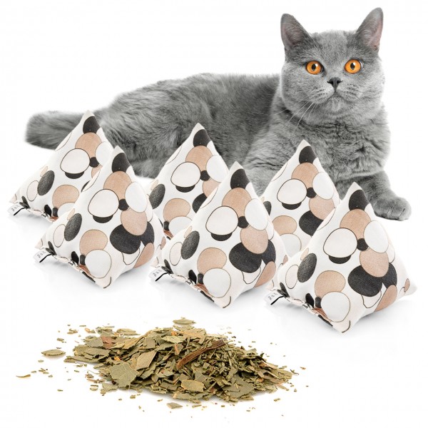 Schmusekissen 6er Set Schmuse-Pyramide XL "Kreise" mit Katzenminze, Katzenkissen, interaktives Katzenspielzeug