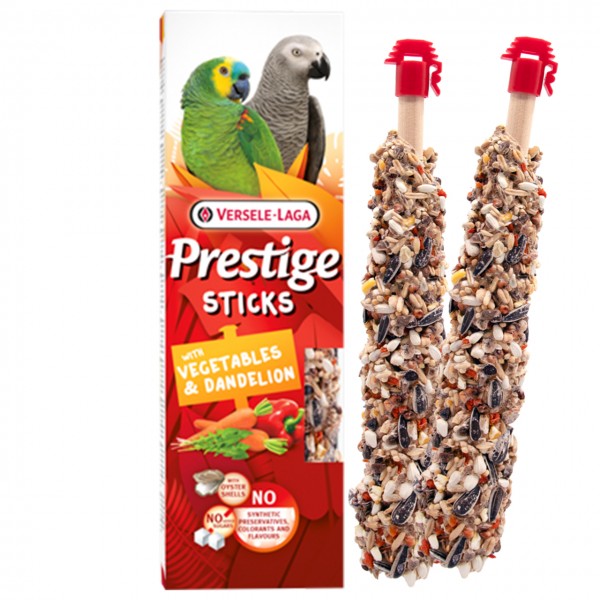Knabberstangen für Großsittiche & Papageien | mit Gemüse & Löwenzahn | 2x 70g