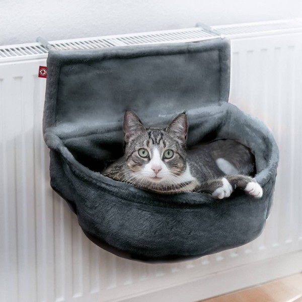 Katzen Kuschelsack für Heizkörper | Anthrazit