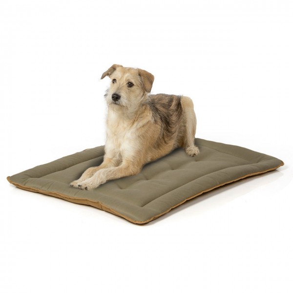 gepolsterte Hundematte 90 x 70 cm,  braun oliv  bei 95°C waschbar für Hunde