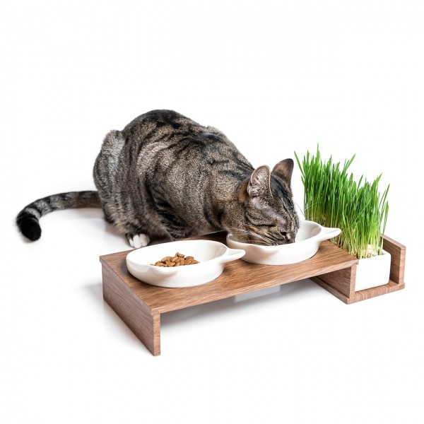 Futterbar "Cat Diner" | mit drei Keramikschalen
