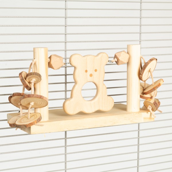 Bearie Swing - Käfigwand-Spielzeug mit Bärchenfigur für Papageien | ca. 23 x 12 x 13 cm