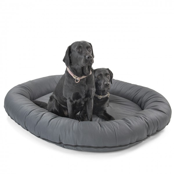 Hundebett XXL - orthopädisches Liegebett aus Kunstleder | dunkelgrau | ca. 145 x 130 cm