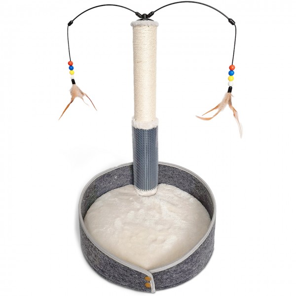 Kratzstamm Bella - Kratzsäule mit Schlafplatz | beige | ca. 38 x 38 x 83 cm