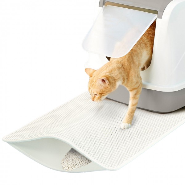 Katzenstreumatte SMALL - weiß | Vorleger/Unterlage für Katzentoilette | ca. 60 x 45 cm