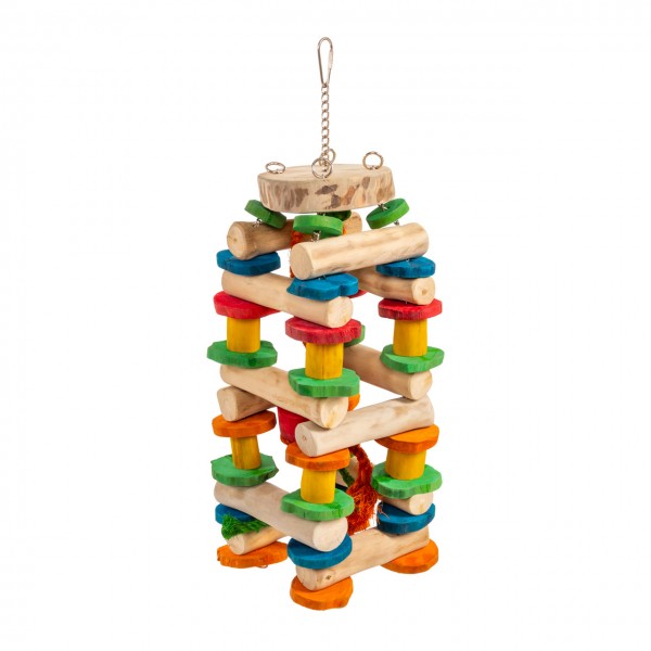 JAVA Papageienspielzeug - Big Babble Tower - XL | ca. 18 x 18 x 43 cm