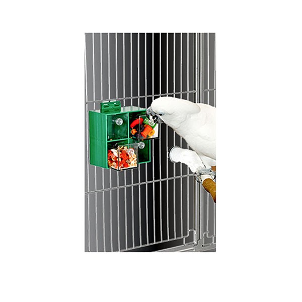 "4-Box Futtomat" - Acryl Activity-Futterbox für Papageien | ca. 15 x 8 x 15cm