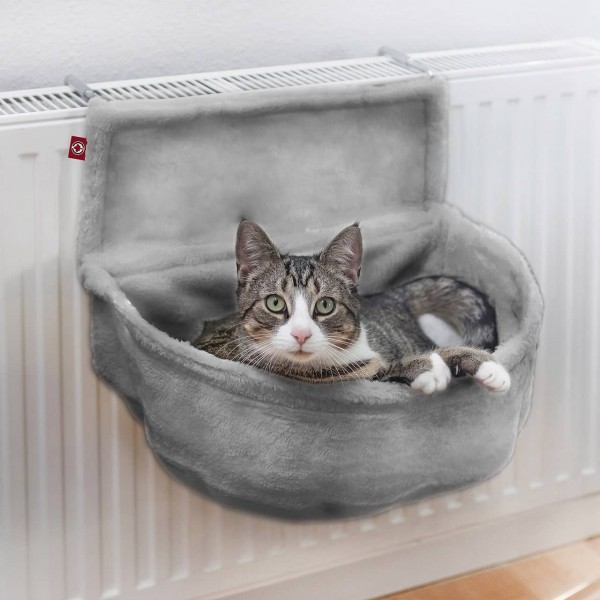 Katzen Kuschelsack für Heizkörper | Grau