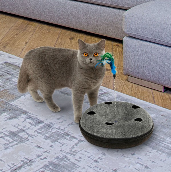 Katzenspielzeug Sputnik - Katzenufo | interaktives Spielzeug - Grau