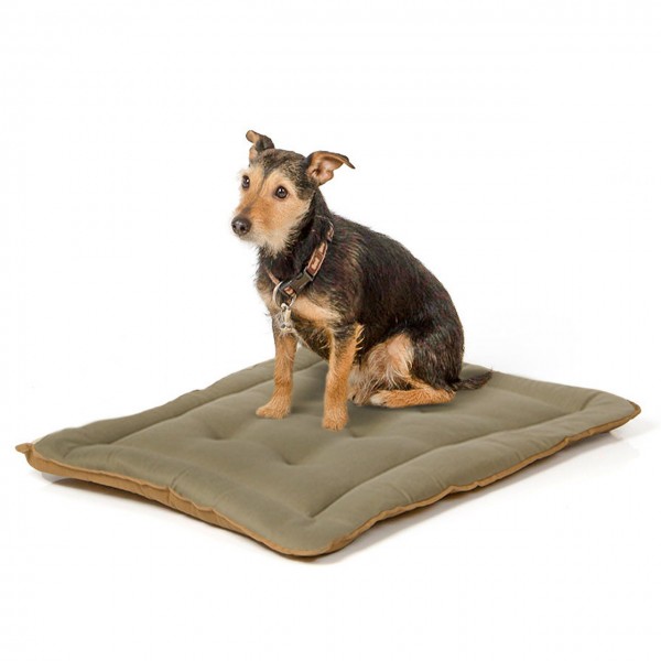 gepolsterte Wendedecke 75 x 55 cm,  braun oliv  bei 95°C waschbar für Hunde