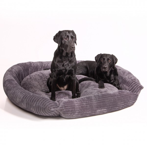 Hundebett Cordo - Breitcord-Obermaterial samtweich | Dunkelgrau - L