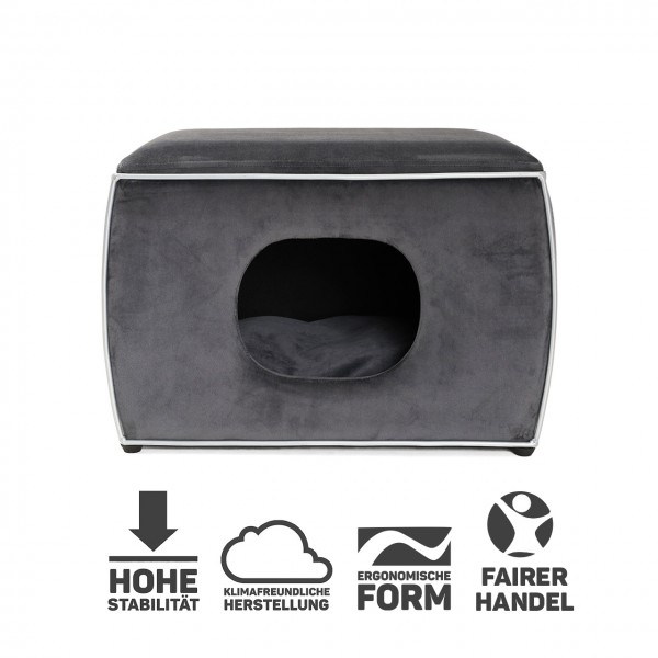 Hundehöhle Nelson | Grau | Hundebett, Kuschelhöhle für Hunde