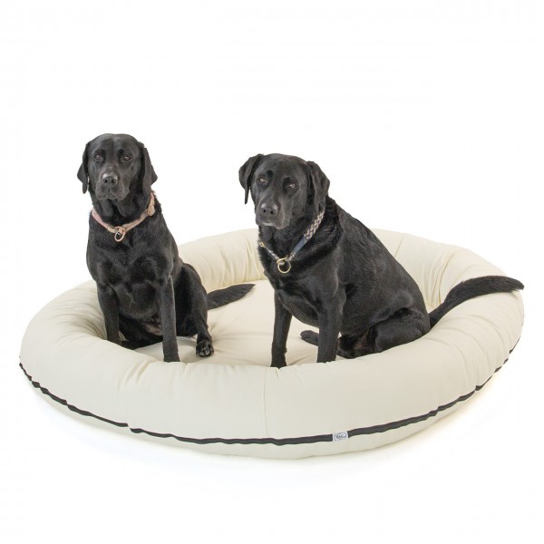 Hundebett XXL - orthopädisches Liegebett aus Kunstleder | creme | ca. 145 x 130 cm