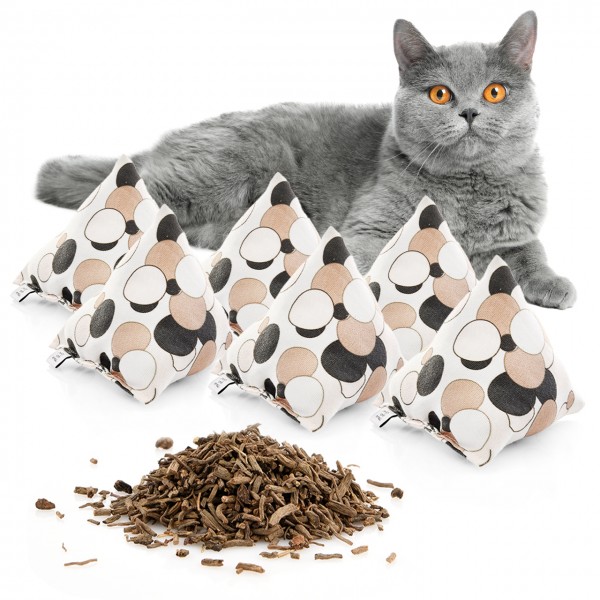 Schmusekissen 6er Set Schmuse-Pyramide XL "Kreise" mit Baldrian, Katzenkissen, interaktives Katzenspielzeug